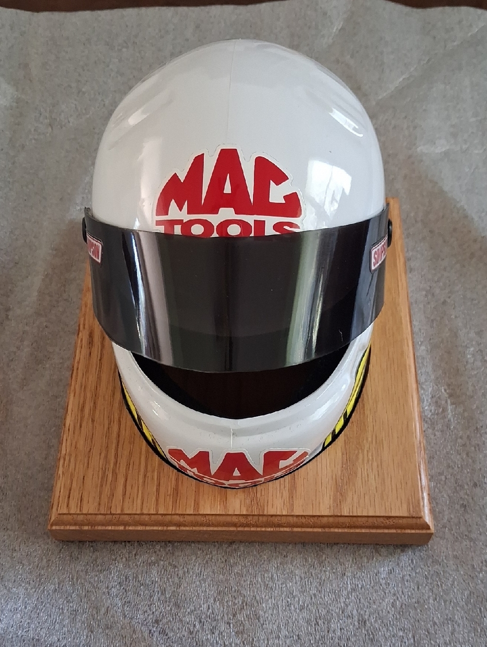 Simpson MAC Tools White Racing Helmet Decorative Accent with Black Visor
